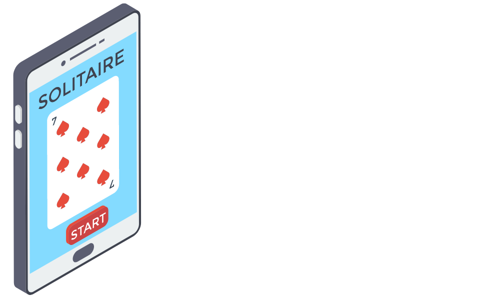 Close-up of a smartphone displaying a solitaire game with touch-enabled controls.